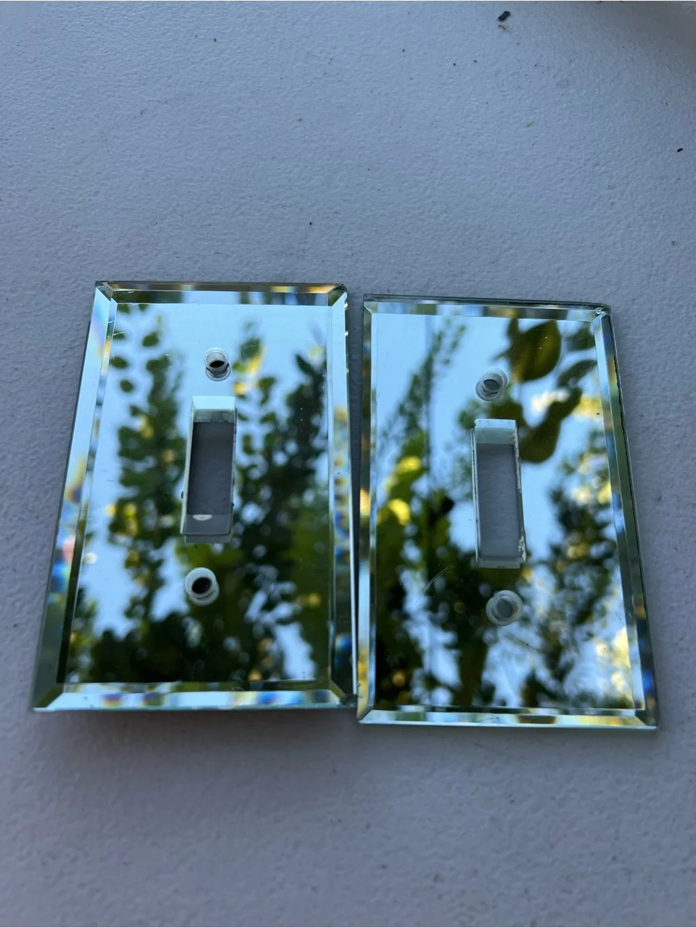 Mirrored Glass Toggle Light Switch Cover Plate - Silver Finish
